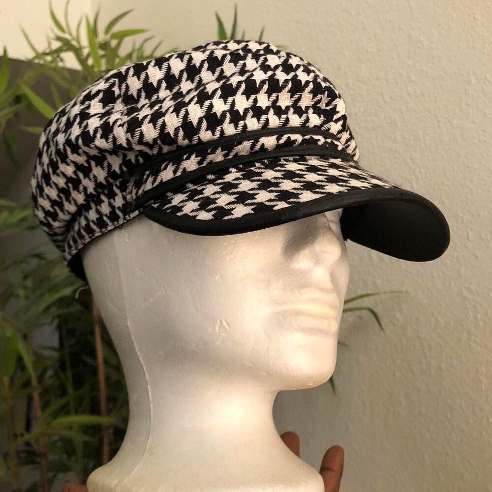 Versona One size Black white houndstooth newsboy baker boy cap hat